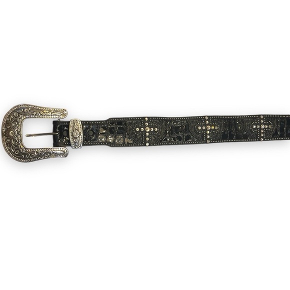 Brighton Western/Punk Croc Embossed Leather Belt - Picture 4 of 5